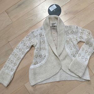Red sound Italian designer girls mohair blend wrap cream knit sweater cardigan